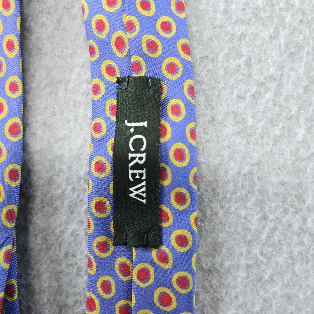 J.CREW Tie Mens One Size Purple Geometric 100%‎ Silk Jacquard Necktie USA